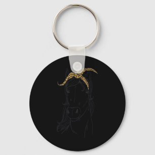 Horse Leopard Print Bandanna Horseback Riding Hors Key Ring