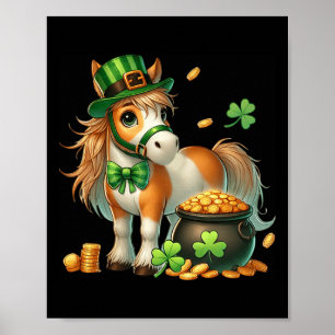 Horse Leprechaun St Patricks Day Shamrock Kids Far Poster