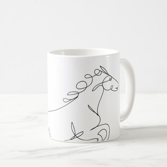Horse Line Drawing Coffee Mug (Front Right)