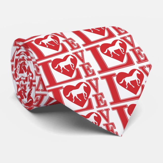 Horse Love Hearts Tie (Rolled)