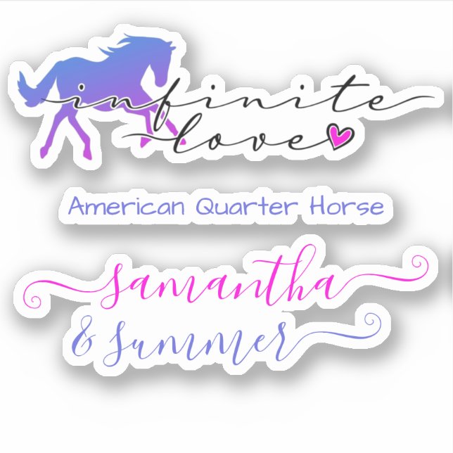 Horse Love Infinity Heart Custom Name Breed Text (Front)