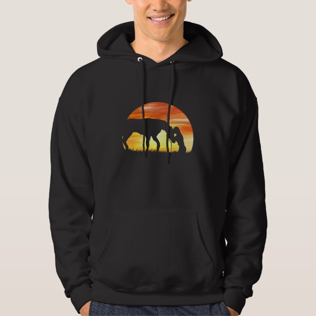 Horse Love Sundown Shadow Girl With Horse Hoodie (Front)