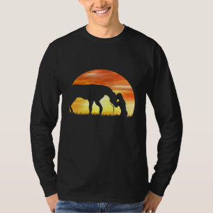 Horse Love Sundown Shadow Girl With Horse T-Shirt