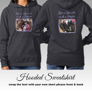 Horse lover 2 photo equestrian purple grey hoodie