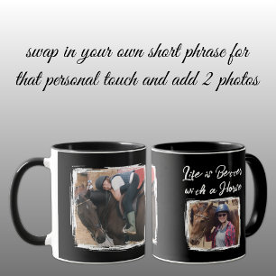 Horse lover 2 photo white black mug