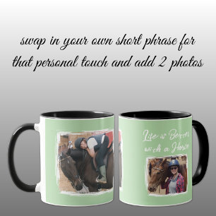 Horse lover 2 photo white green mug