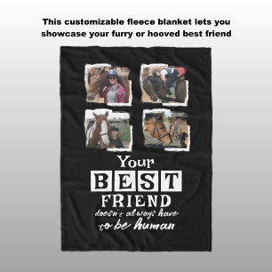 Horse lover 4 photo best friend black white fleece blanket