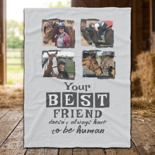 Horse lover 4 photo best friend grey fleece blanket
