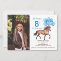 Horse Lover birthday Photo invitation