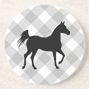 Horse Lover Buffalo Plaid Farmhouse Coaster