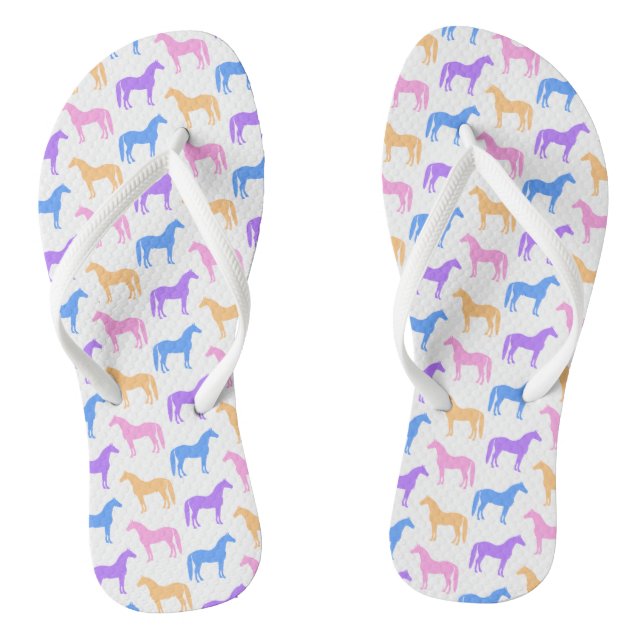 Horse Lover Colorful Equestrian Rider Thongs (Footbed)