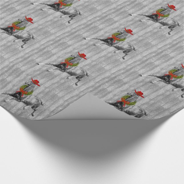 Horse Lover Country Western Christmas Barn Wood Wrapping Paper (Corner)