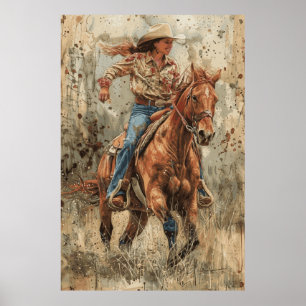 Horse Lover Cowgirl Art Poster