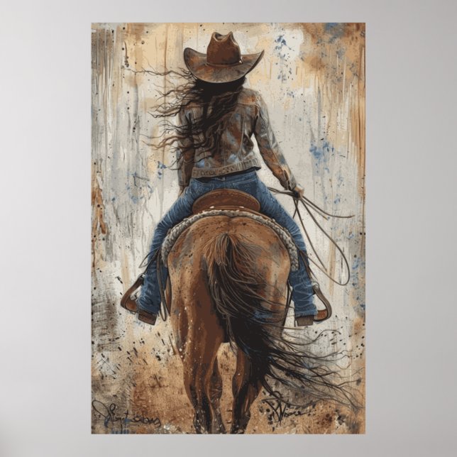 Horse Lover Cowgirl Art Poster (Front)