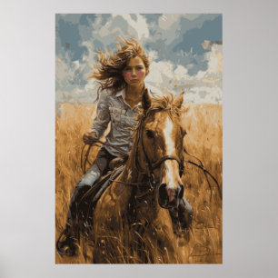 Horse Lover Cowgirl Art Poster