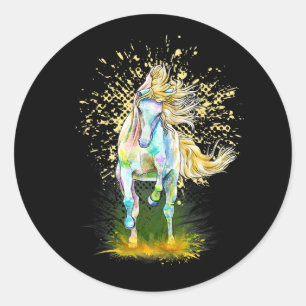 Horse Lover Cowgirl Rodeo Horseback Riding Equestr Classic Round Sticker
