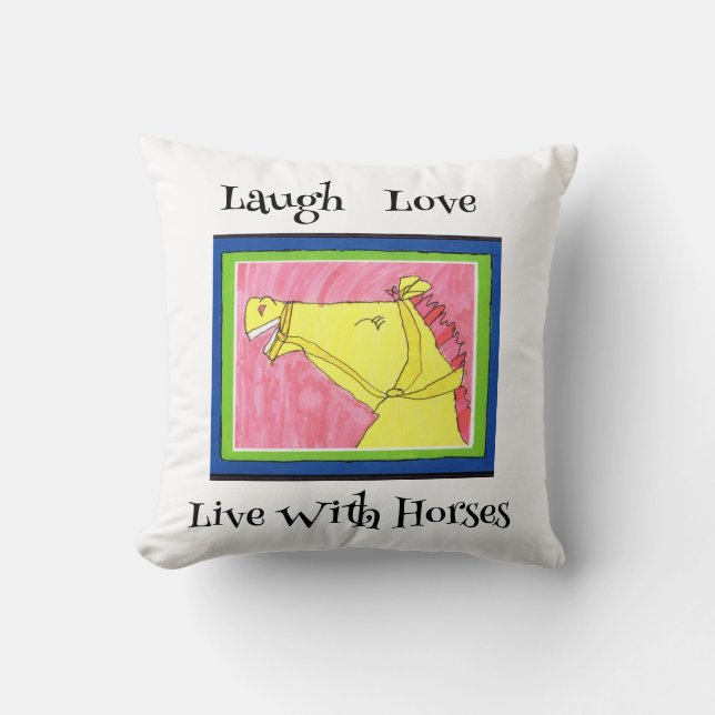 Horse lover cute artwork throw pillow (Front)