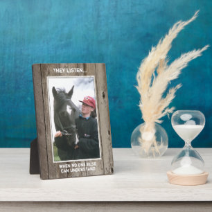Horse lover dark wood rustic with a photo plaque