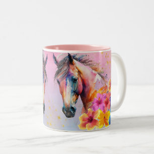 Horse Lover, Equestrian Gift, Horse Riding Graphic Two-Tone Coffee Mug