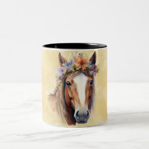 Horse Lover, Equestrian Gift, Horse Riding Graphic Two-Tone Coffee Mug