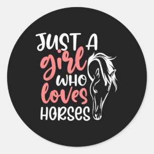 Horse Lover Equestrian Horseback Riding Girls West Classic Round Sticker