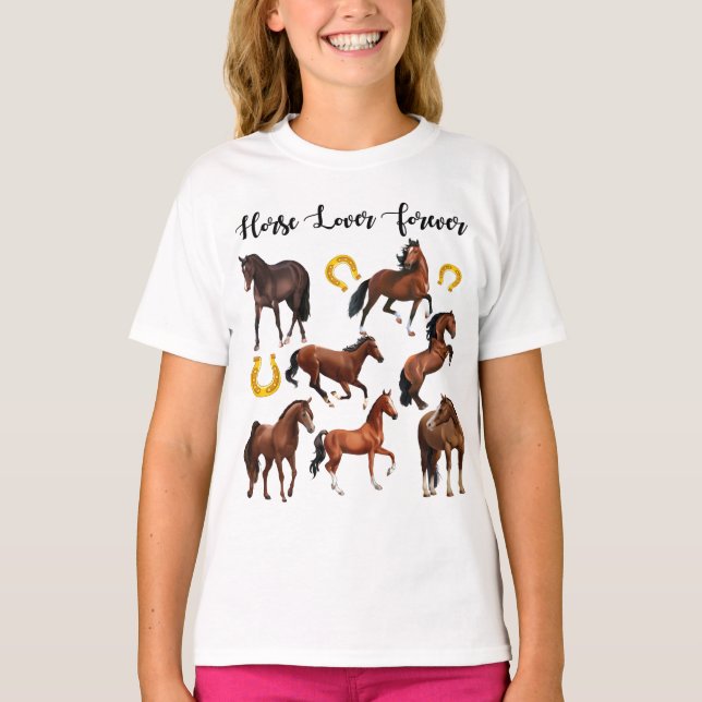Horse Lover Forever beautiful horses collage  T-Shirt (Front)