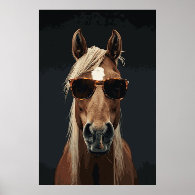 Horse Lover Funny Selfie Photographic Art Poster (Front)