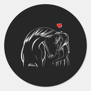 Horse Lover Girl Horseback Riding Women  Classic Round Sticker