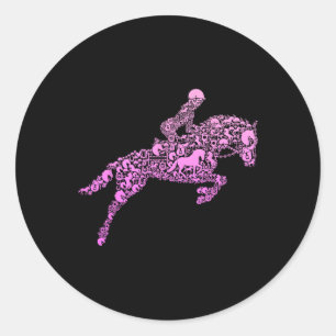 Horse Lover Girl Horseback Riding Women  Classic Round Sticker