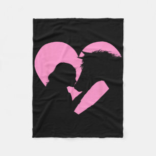 Horse Lover - Girl Kissing Horses Horseman Horseba Fleece Blanket