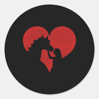 Horse Lover Heart Equestrian Horseback Riding Hipp Classic Round Sticker