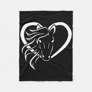 Horse Lover Heart Horseback Riding Western Cowgirl Fleece Blanket