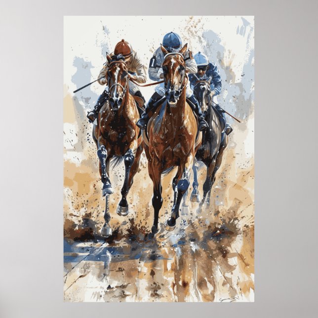 Horse Lover Horse Racing Art Poster (Front)