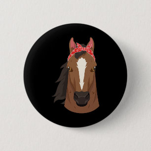 Horse Lover Horse Wearing Bandanna Horseback Ridin 6 Cm Round Badge