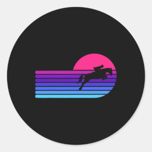 Horse Lover Horseback Riding Equestrian Retro Suns Classic Round Sticker