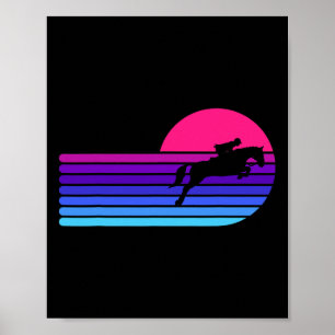 Horse Lover Horseback Riding Equestrian Retro Suns Poster