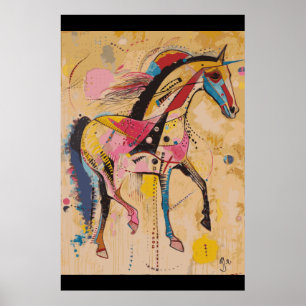 Horse Lover Kadinsky Style Art Poster