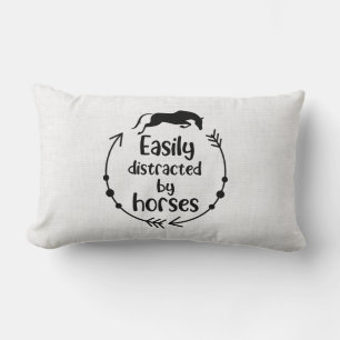 Horse Lover Off White Burlap Western Equestrian Lumbar Cushion