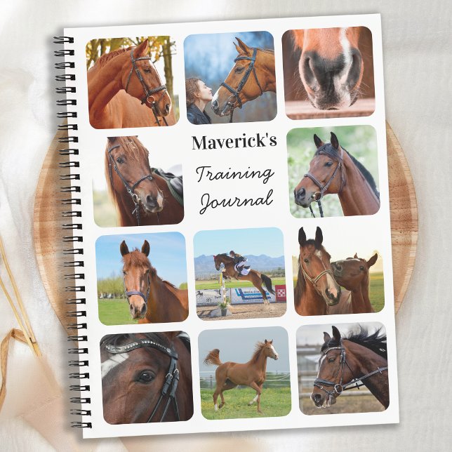 Horse Lover Personalised Modern 11 Photo Collage Notebook (Creator Uploaded)