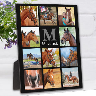 Horse Lover Personalised Monogram 11 Photo Collage Plaque