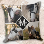 Horse Lover Photo Collage Cushion<br><div class="desc">Celebrate your best friend with a custom Monogram Horse Photo Collage Pillow . When you have so many fun memories and photos , one photo isn't enough . Our Horse Photo Pillow has eight photos total . Pillow is double sided , four front , four back . Whether you have...</div>