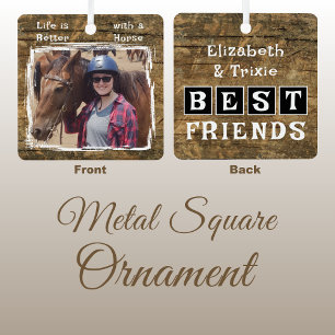 Horse lover photo names black rustic metal tree decoration