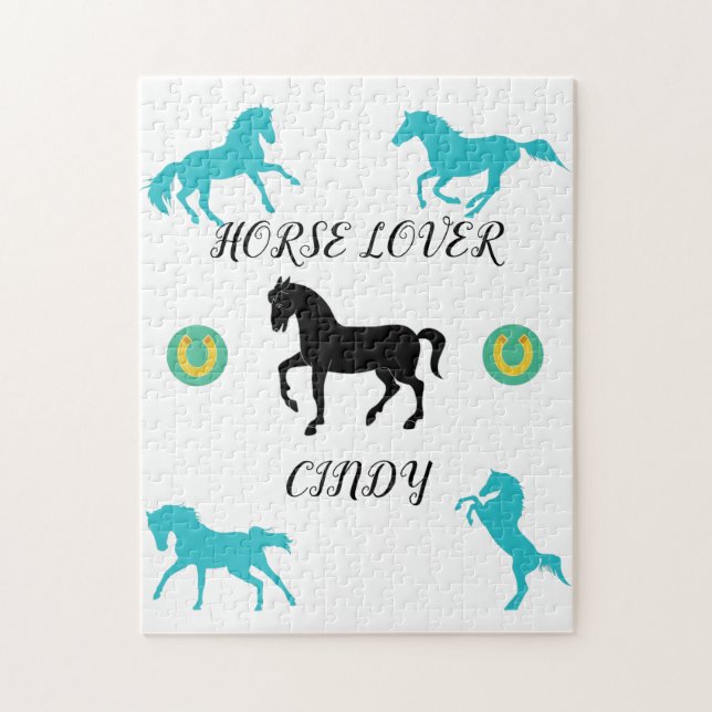 Horse Lover puzzle with personalised name. (Vertical)