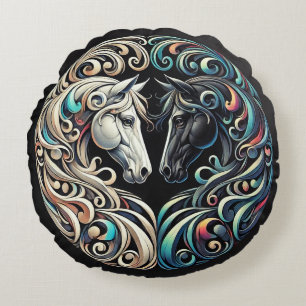 🐎 Horse Lover Ranch Decor For Western Homes 🐎 Round Cushion