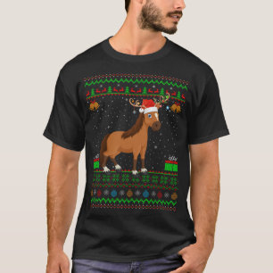 Horse Lover Santa Hat Matching Ugly Horse Christma T-Shirt