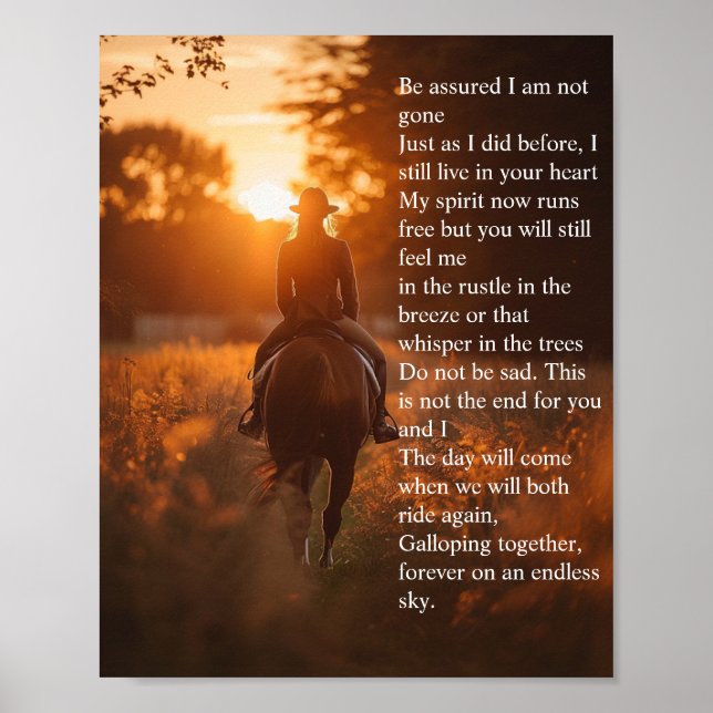 Horse Lover Sympathy Memorial Poem Poster (Front)