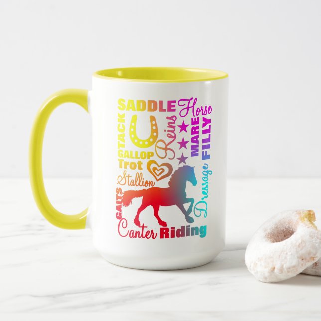 Horse Lovers Colourful Cute Mug (With Donut)