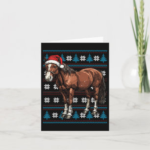 Horse Lovers Santa Hat Ugly Christmas Sweater Funn Card