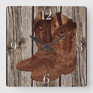 Horse-lovers Western Theme Cowboy Designer Gift Square Wall Clock