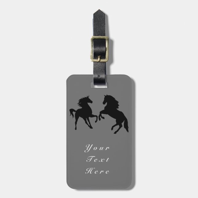 Horse Luggage Tag - Custom Text and Colours (Front Vertical)